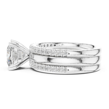 Cushion Accented Lab Grown Diamond Engagement Ring