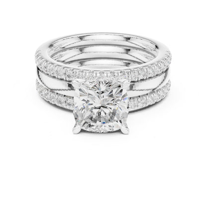 Cushion Accented Lab Grown Diamond Engagement Ring