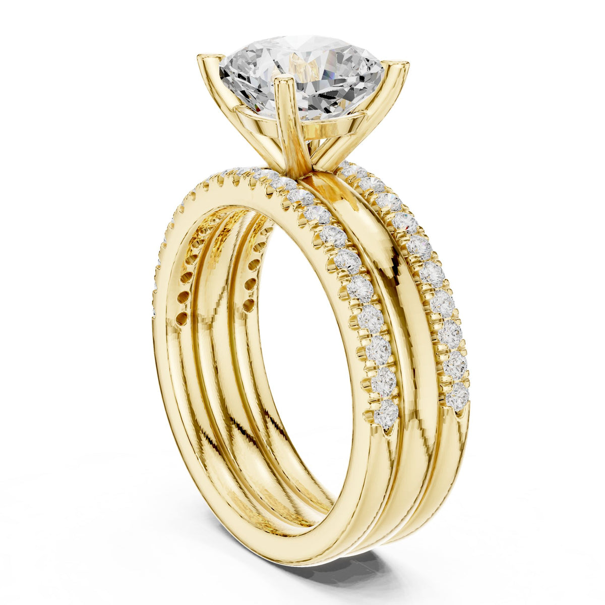 Cushion Accented Lab Grown Diamond Engagement Ring