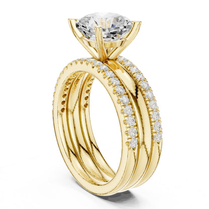 Cushion Accented Lab Grown Diamond Engagement Ring