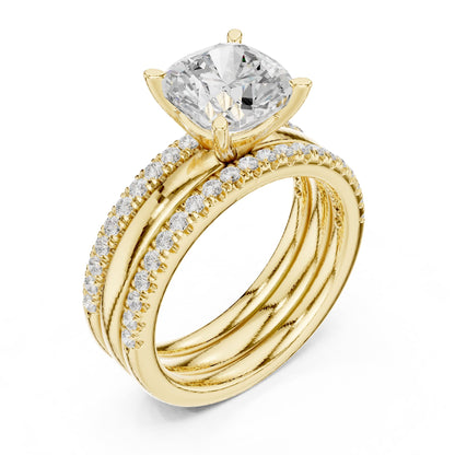 Cushion Accented Lab Grown Diamond Engagement Ring