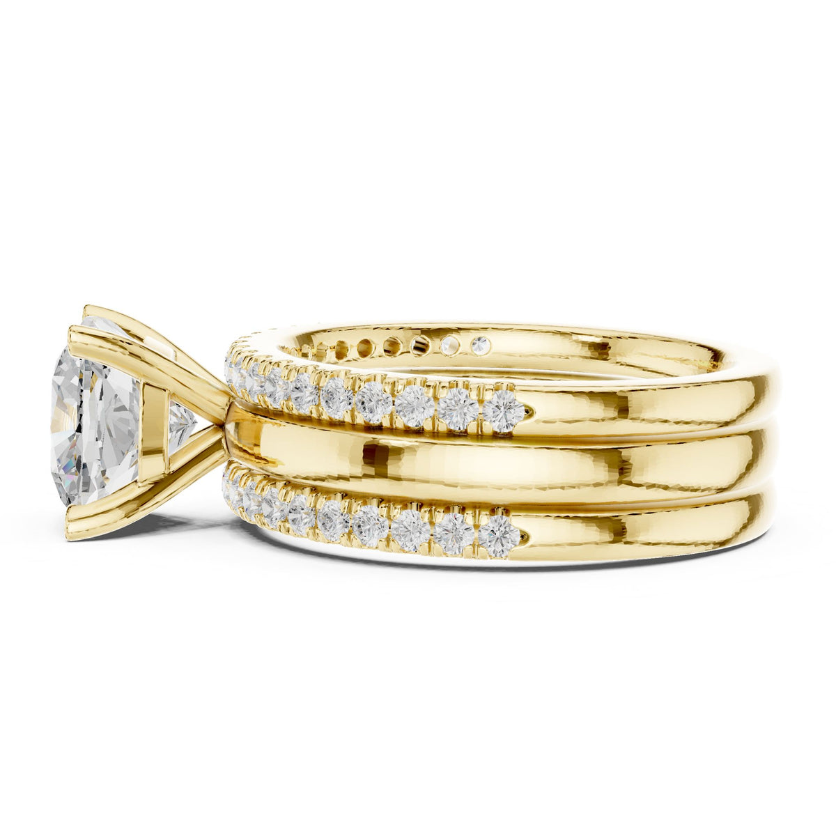 Cushion Accented Lab Grown Diamond Engagement Ring