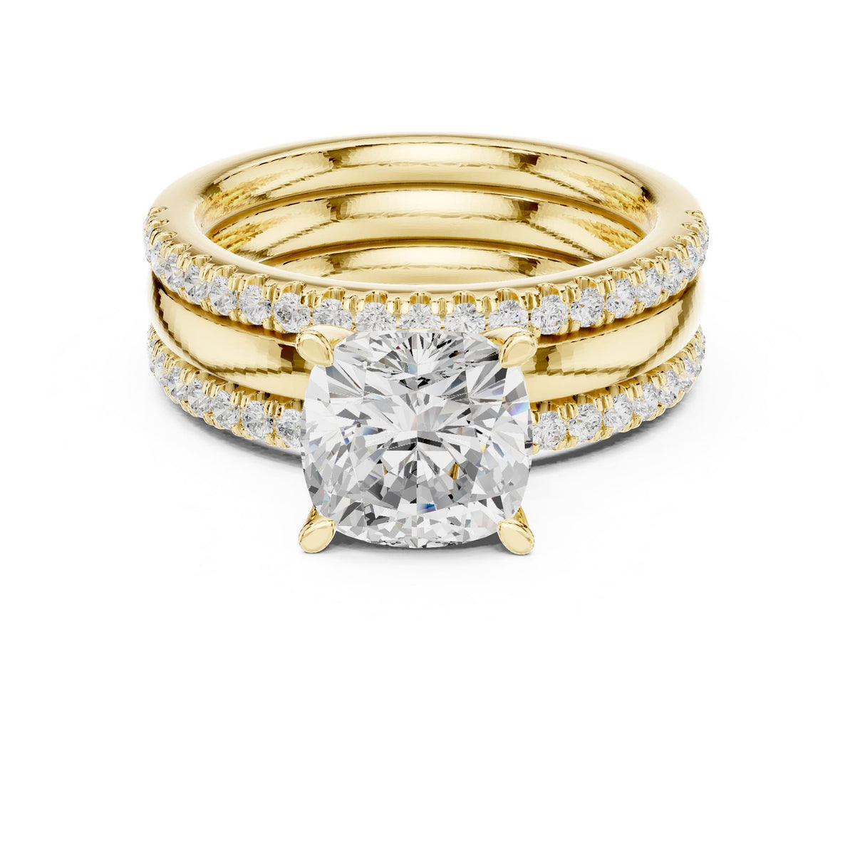 Cushion Accented Lab Grown Diamond Engagement Ring