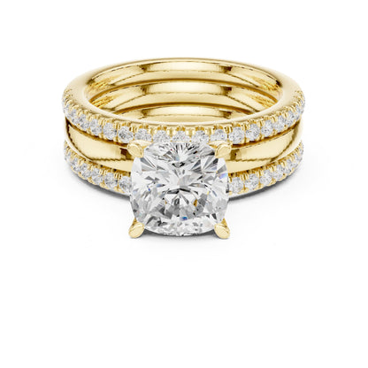Cushion Accented Lab Grown Diamond Engagement Ring