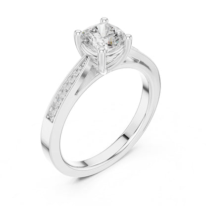 Cushion Accented Lab Grown Diamond Engagement Ring