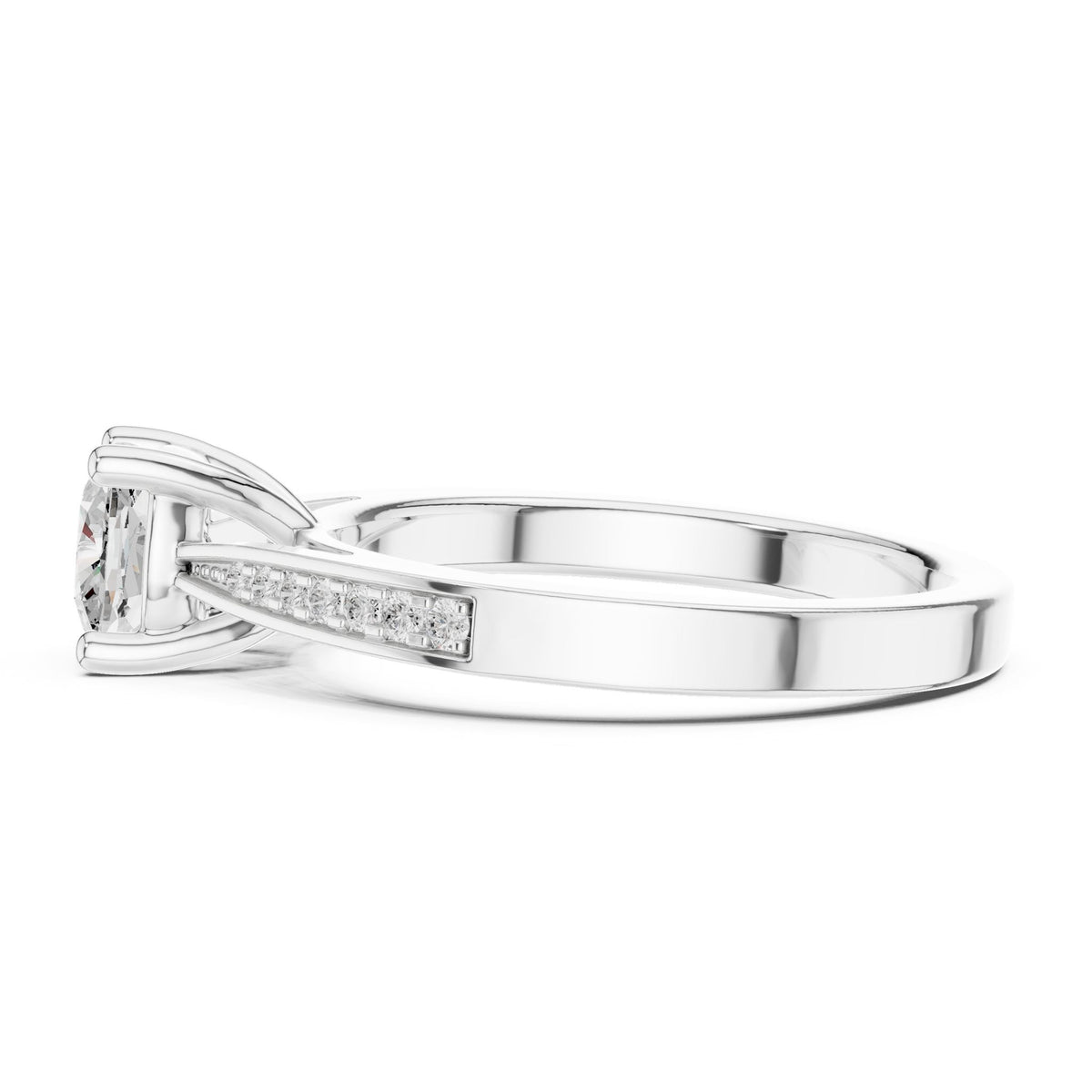 Cushion Accented Lab Grown Diamond Engagement Ring