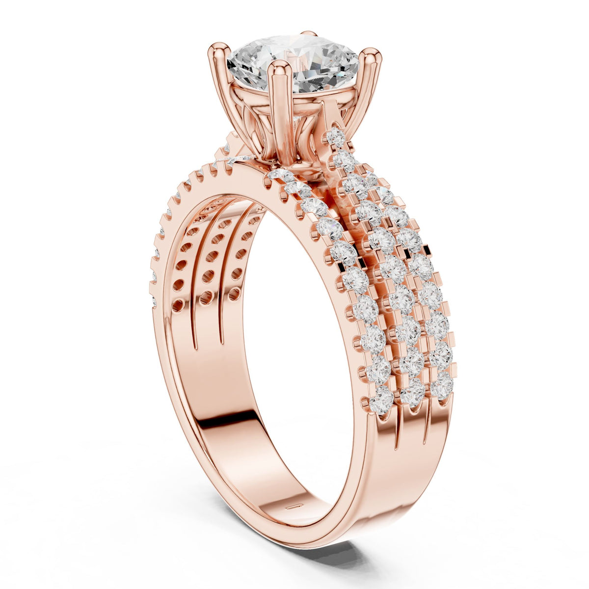 Cushion Accented Lab Grown Diamond Engagement Ring