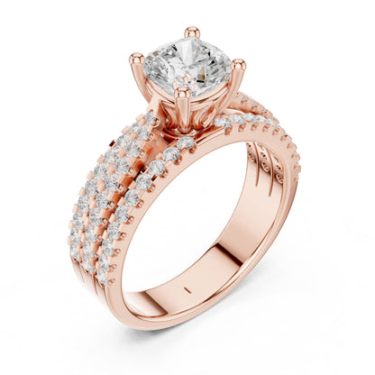 Cushion Accented Lab Grown Diamond Engagement Ring