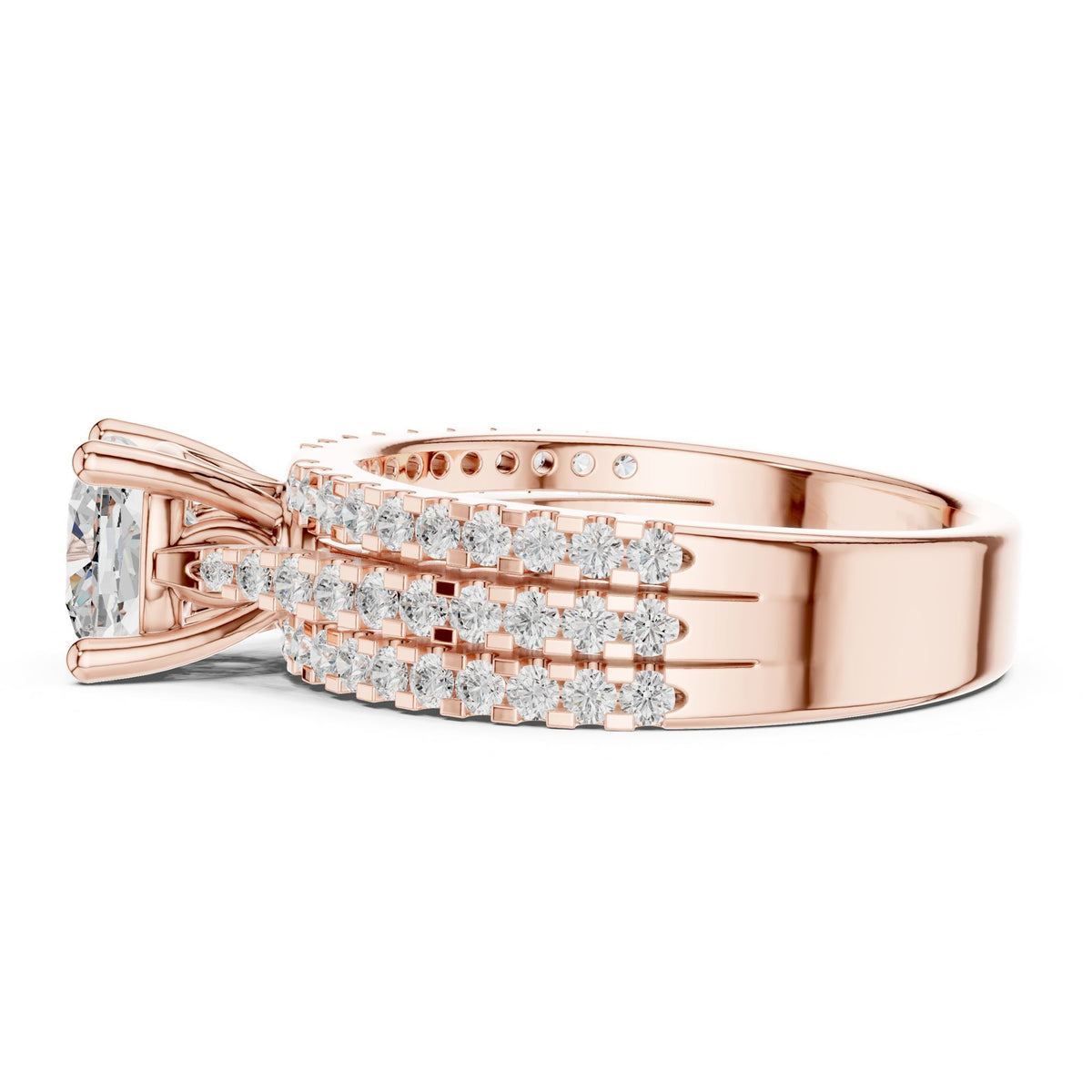 Cushion Accented Lab Grown Diamond Engagement Ring