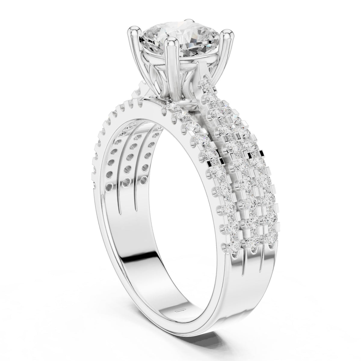 Cushion Accented Lab Grown Diamond Engagement Ring