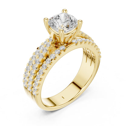 Cushion Accented Lab Grown Diamond Engagement Ring
