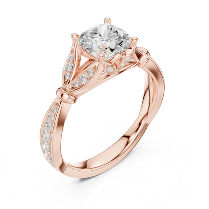Cushion Accented Lab Grown Diamond Engagement Ring