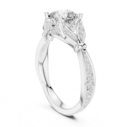 Cushion Accented Lab Grown Diamond Engagement Ring