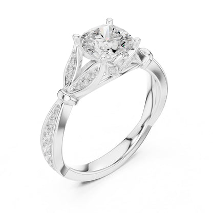 Cushion Accented Lab Grown Diamond Engagement Ring