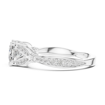 Cushion Accented Lab Grown Diamond Engagement Ring