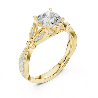 Cushion Accented Lab Grown Diamond Engagement Ring