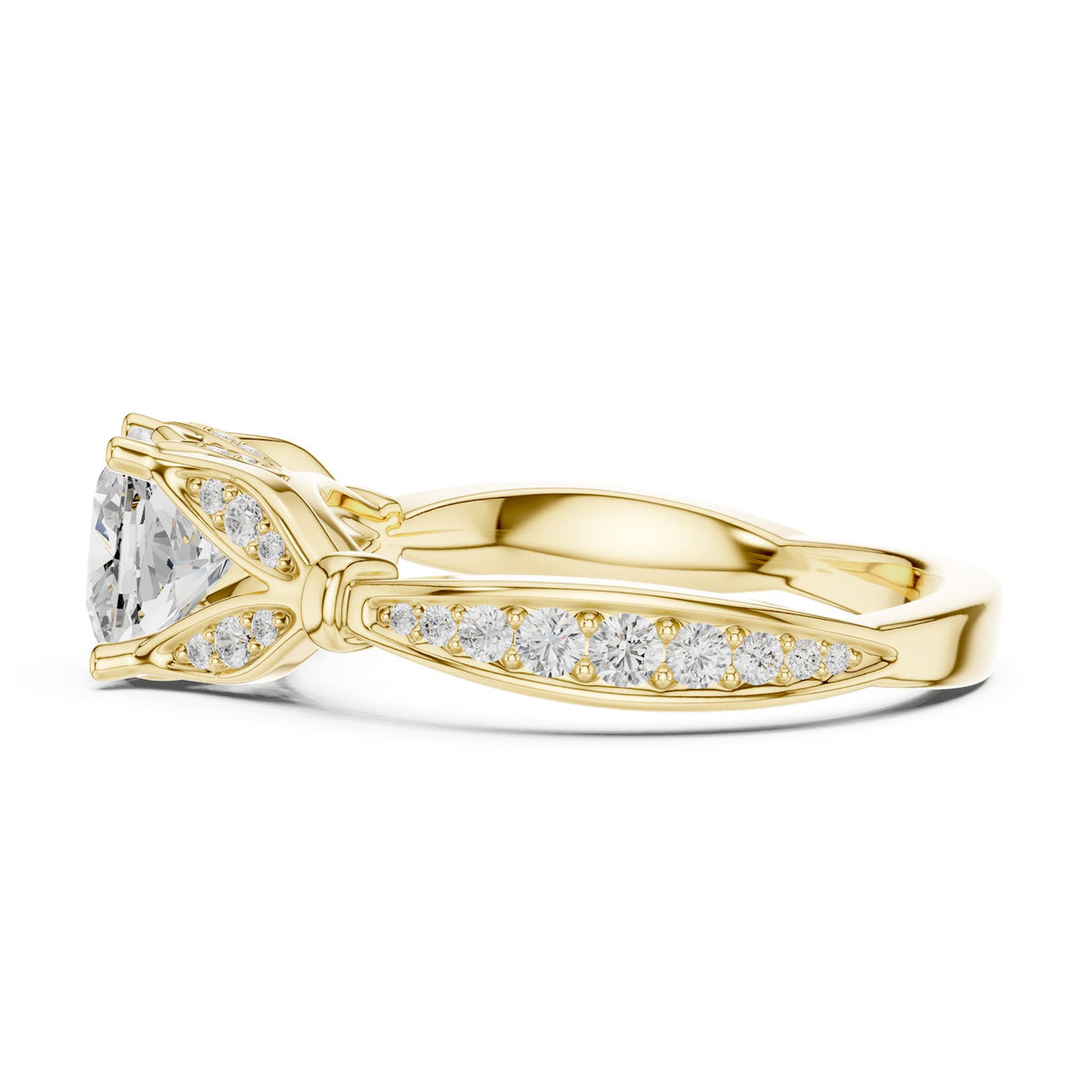 Cushion Accented Lab Grown Diamond Engagement Ring
