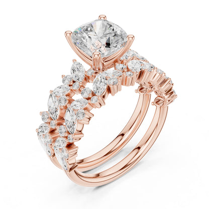 Cushion Accented Lab Grown Diamond Engagement Ring