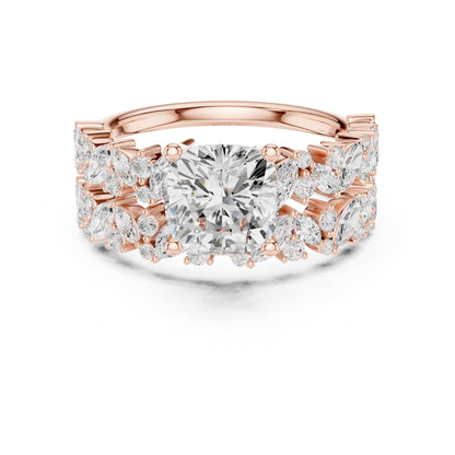 Cushion Accented Lab Grown Diamond Engagement Ring