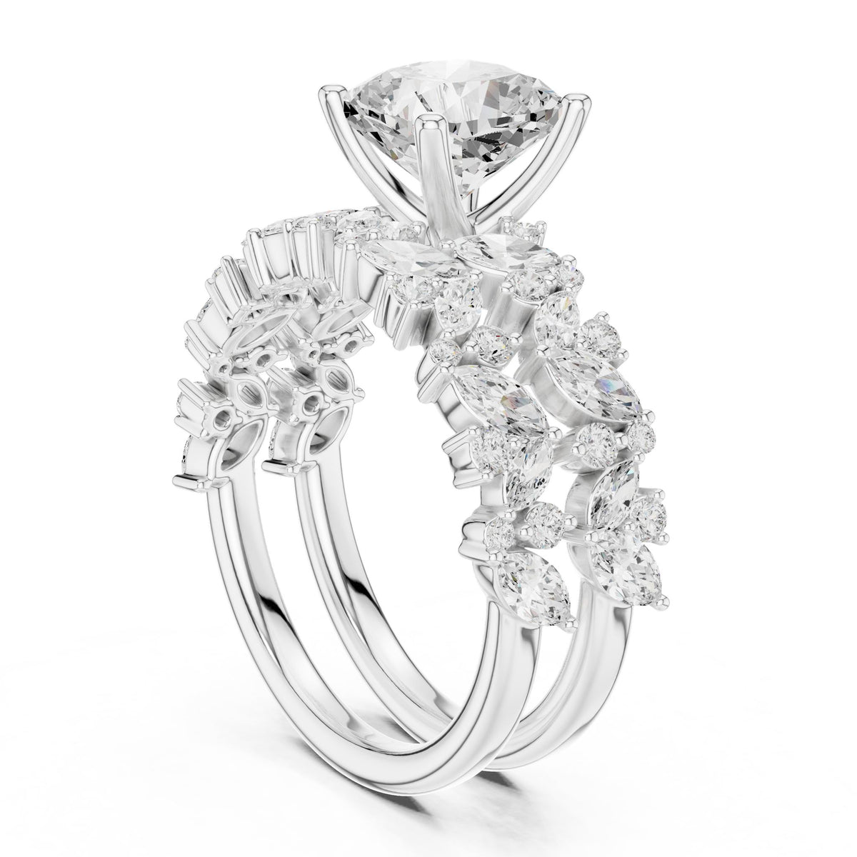 Cushion Accented Lab Grown Diamond Engagement Ring