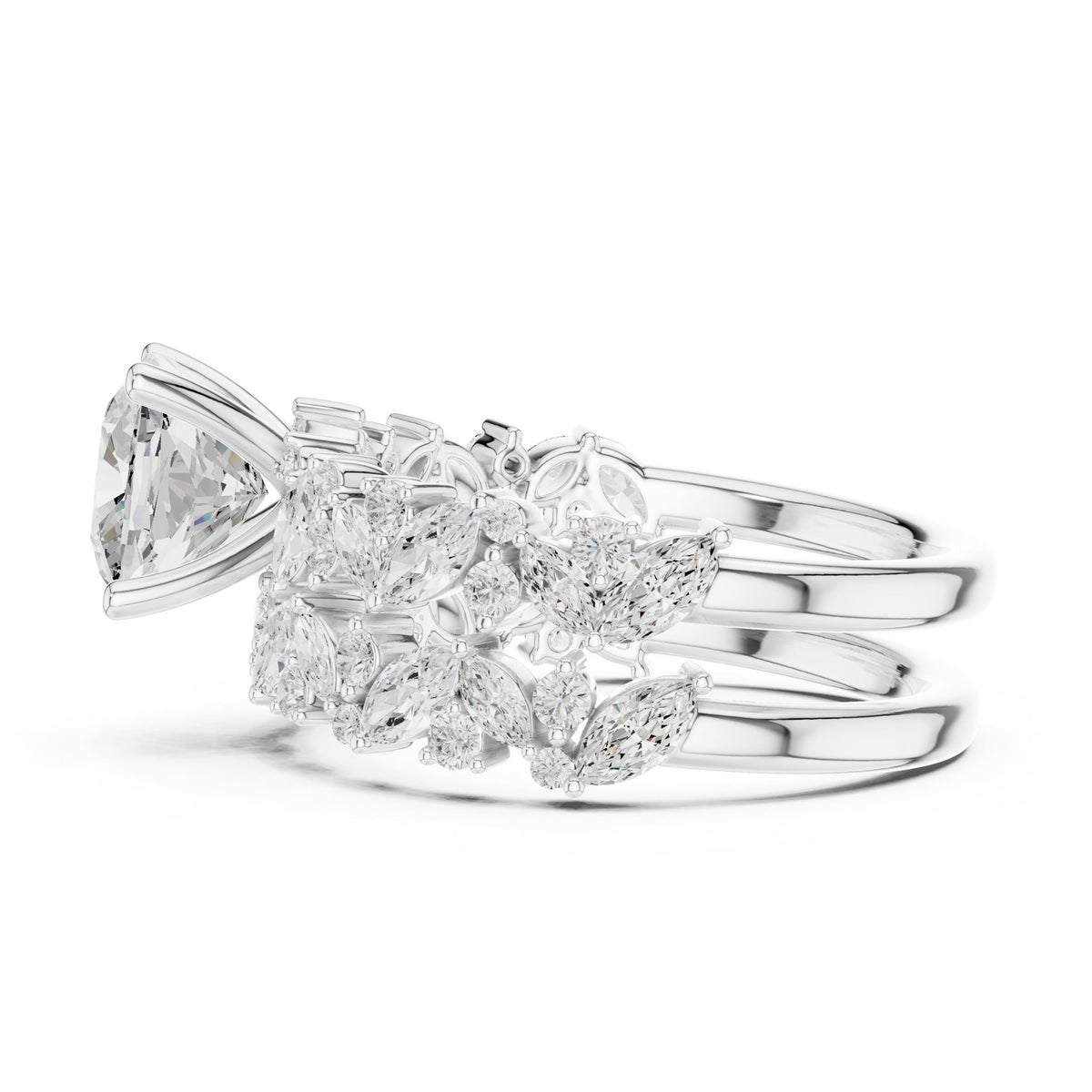 Cushion Accented Lab Grown Diamond Engagement Ring