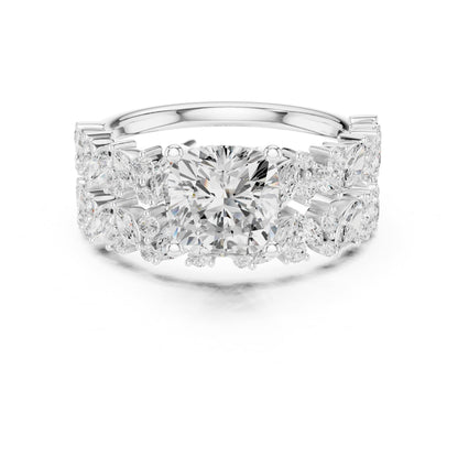 Cushion Accented Lab Grown Diamond Engagement Ring