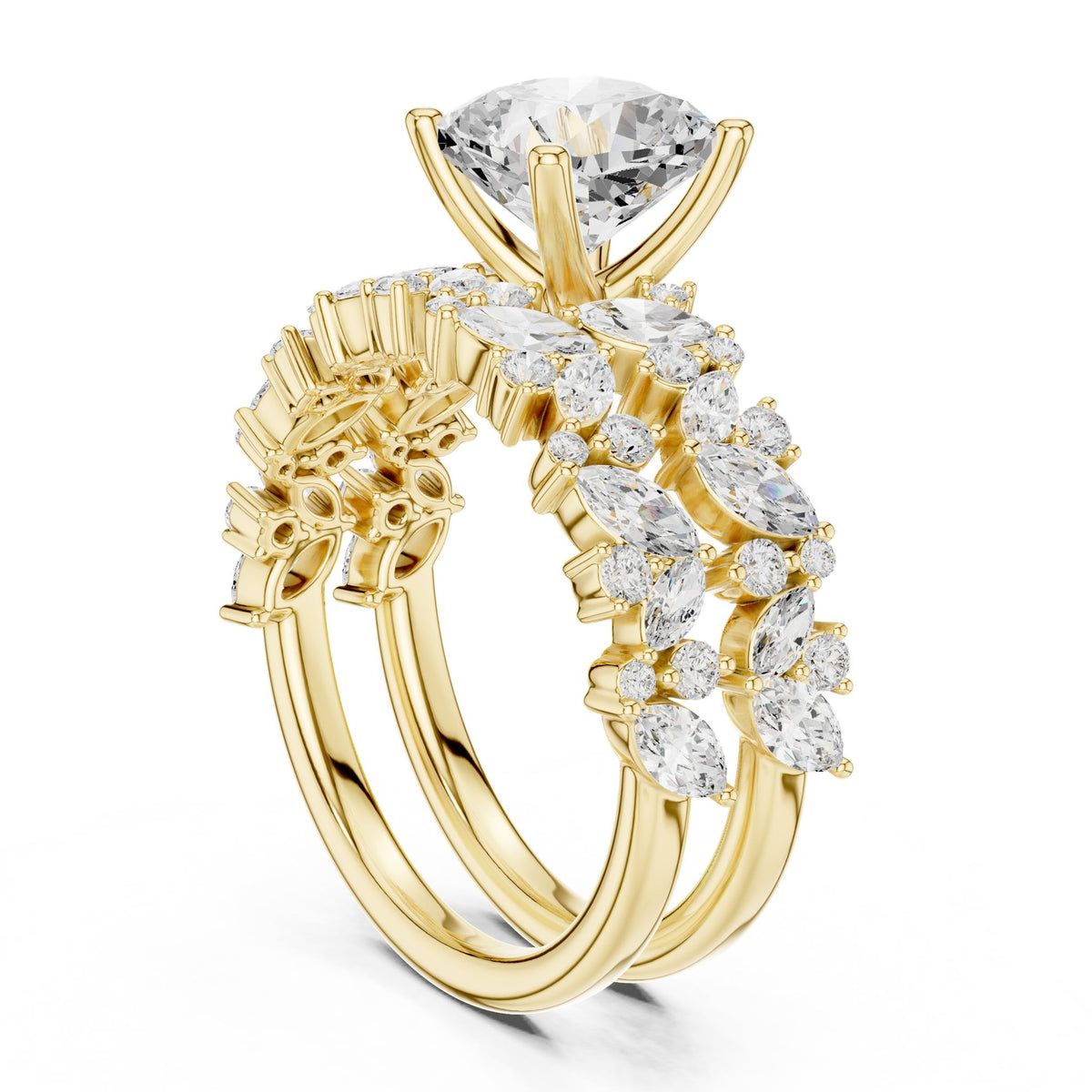 Cushion Accented Lab Grown Diamond Engagement Ring