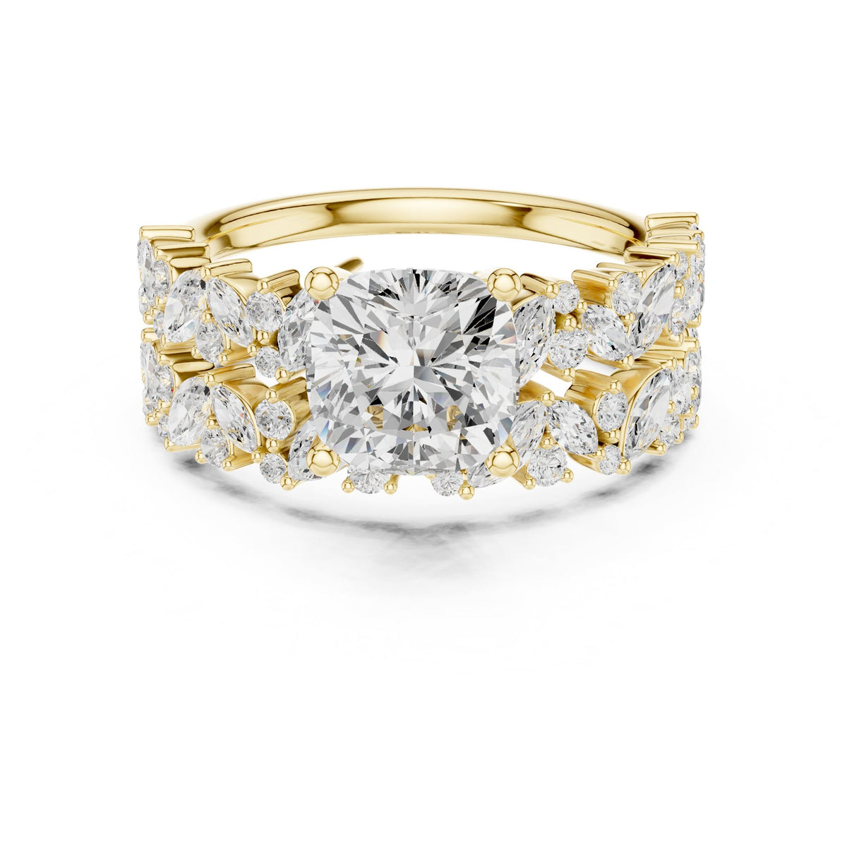 Cushion Accented Lab Grown Diamond Engagement Ring