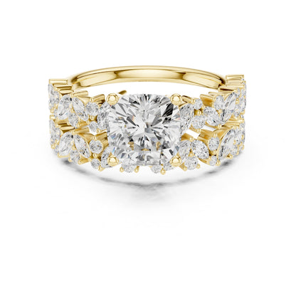 Cushion Accented Lab Grown Diamond Engagement Ring