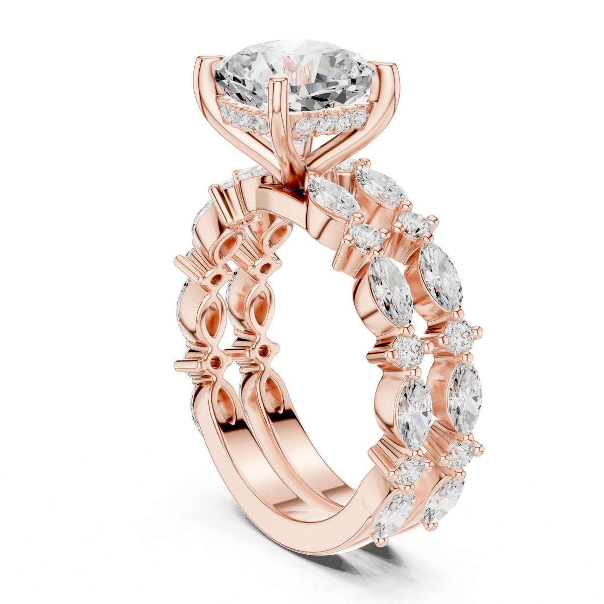 Cushion Accented Lab Grown Diamond Engagement Ring