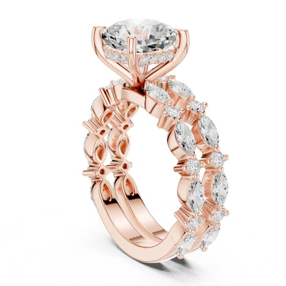 Cushion Accented Lab Grown Diamond Engagement Ring