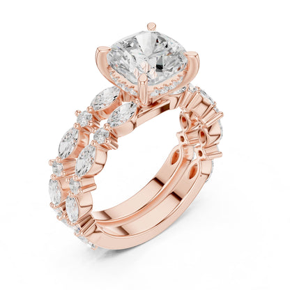 Cushion Accented Lab Grown Diamond Engagement Ring