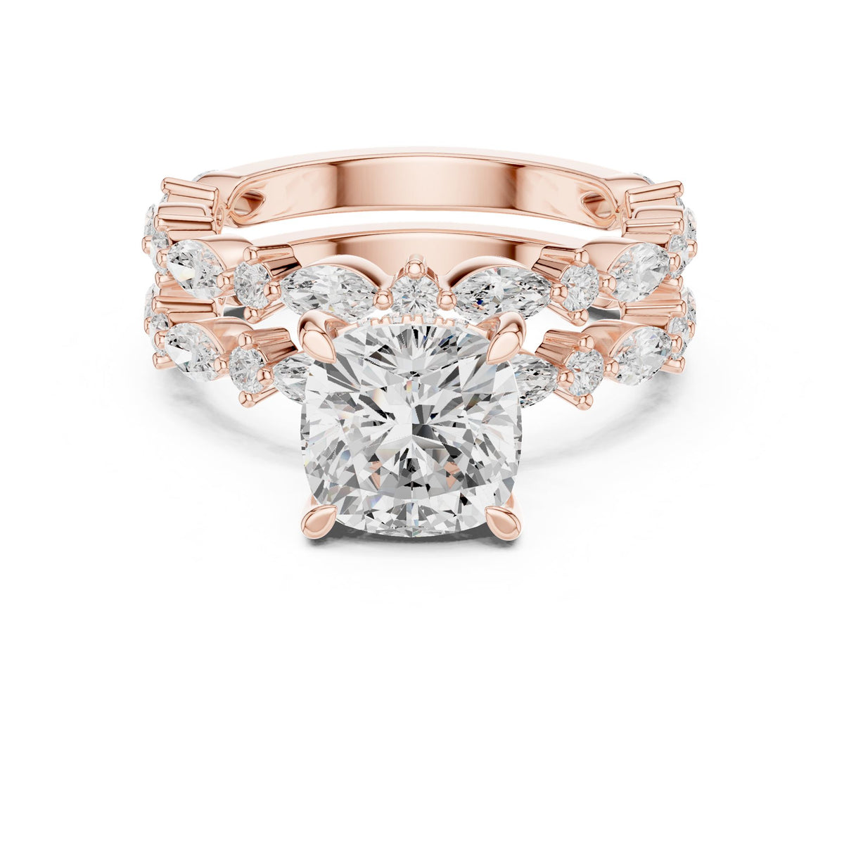Cushion Accented Lab Grown Diamond Engagement Ring