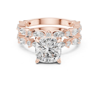 Cushion Accented Lab Grown Diamond Engagement Ring