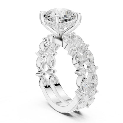 Cushion Accented Lab Grown Diamond Engagement Ring