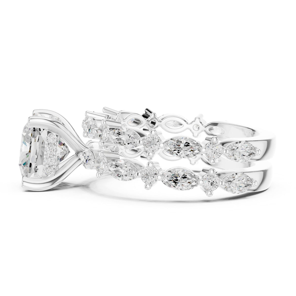Cushion Accented Lab Grown Diamond Engagement Ring