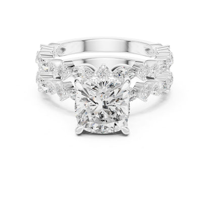 Cushion Accented Lab Grown Diamond Engagement Ring