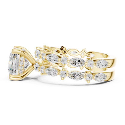 Cushion Accented Lab Grown Diamond Engagement Ring