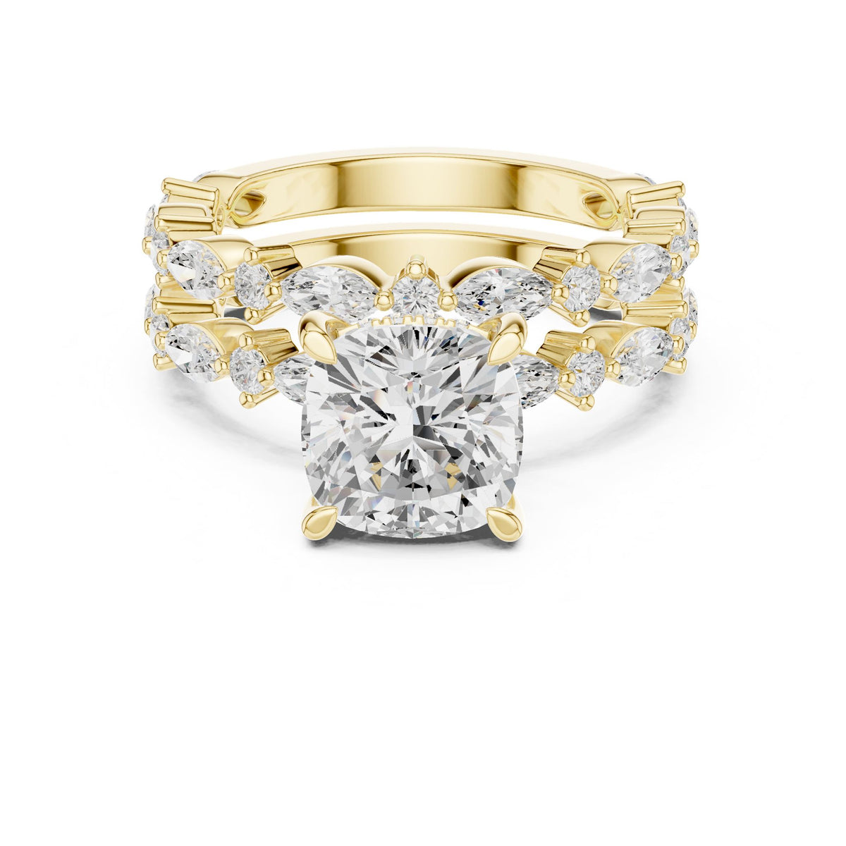Cushion Accented Lab Grown Diamond Engagement Ring