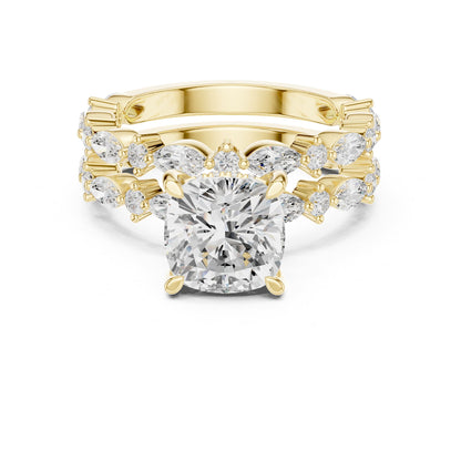 Cushion Accented Lab Grown Diamond Engagement Ring