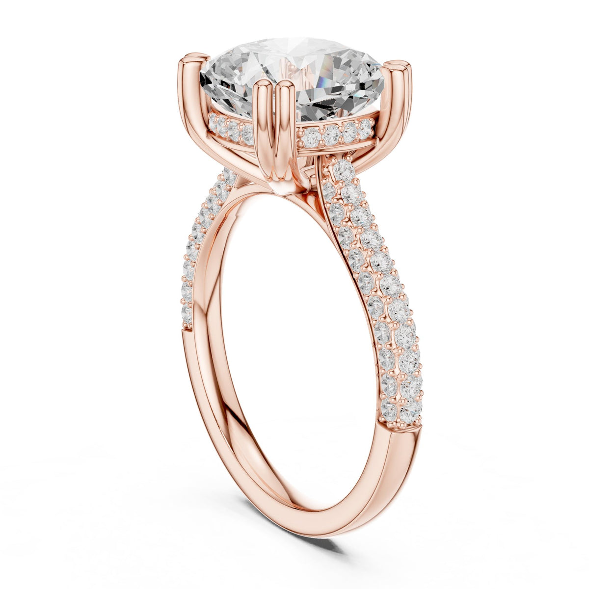 Cushion Accented Lab Grown Diamond Engagement Ring