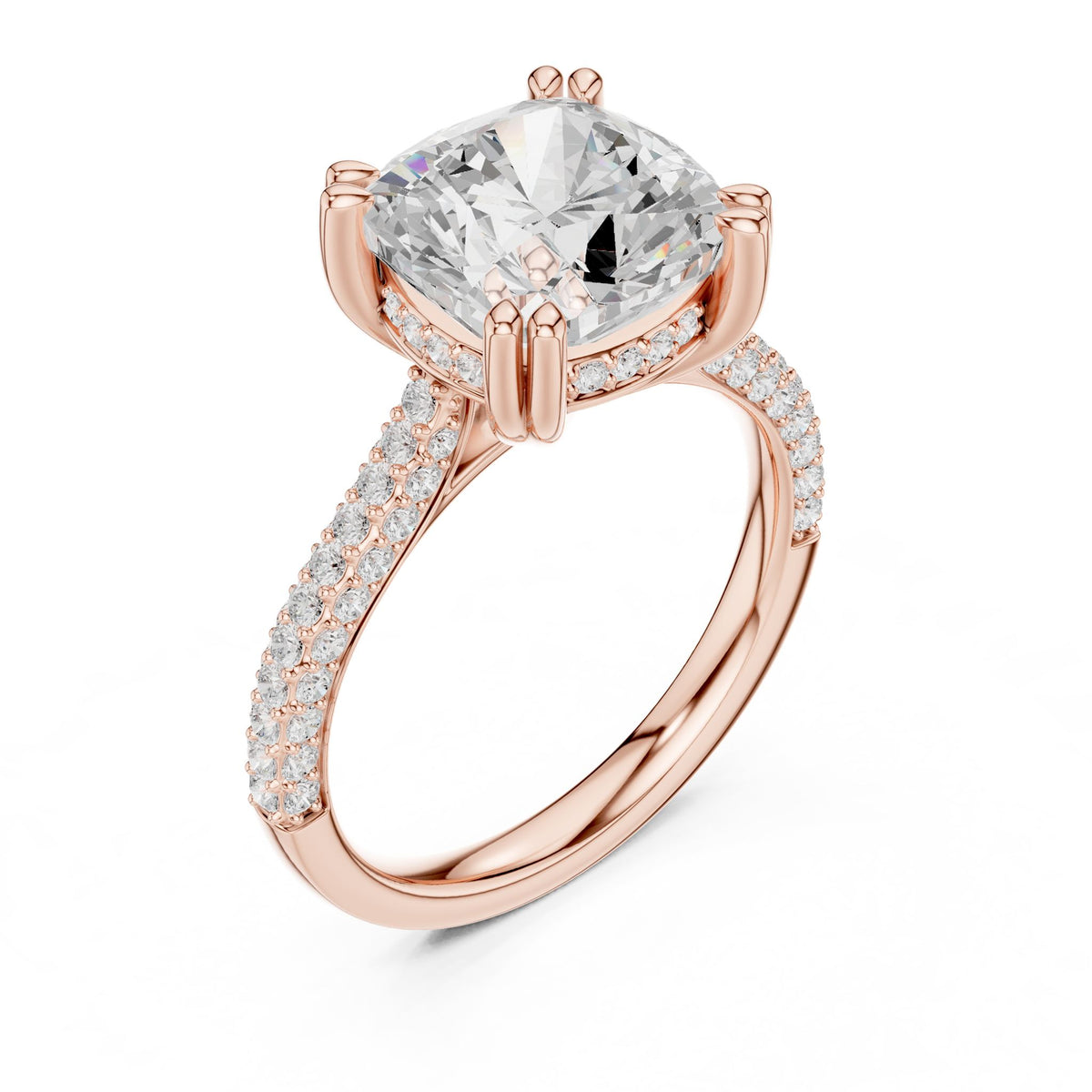 Cushion Accented Lab Grown Diamond Engagement Ring