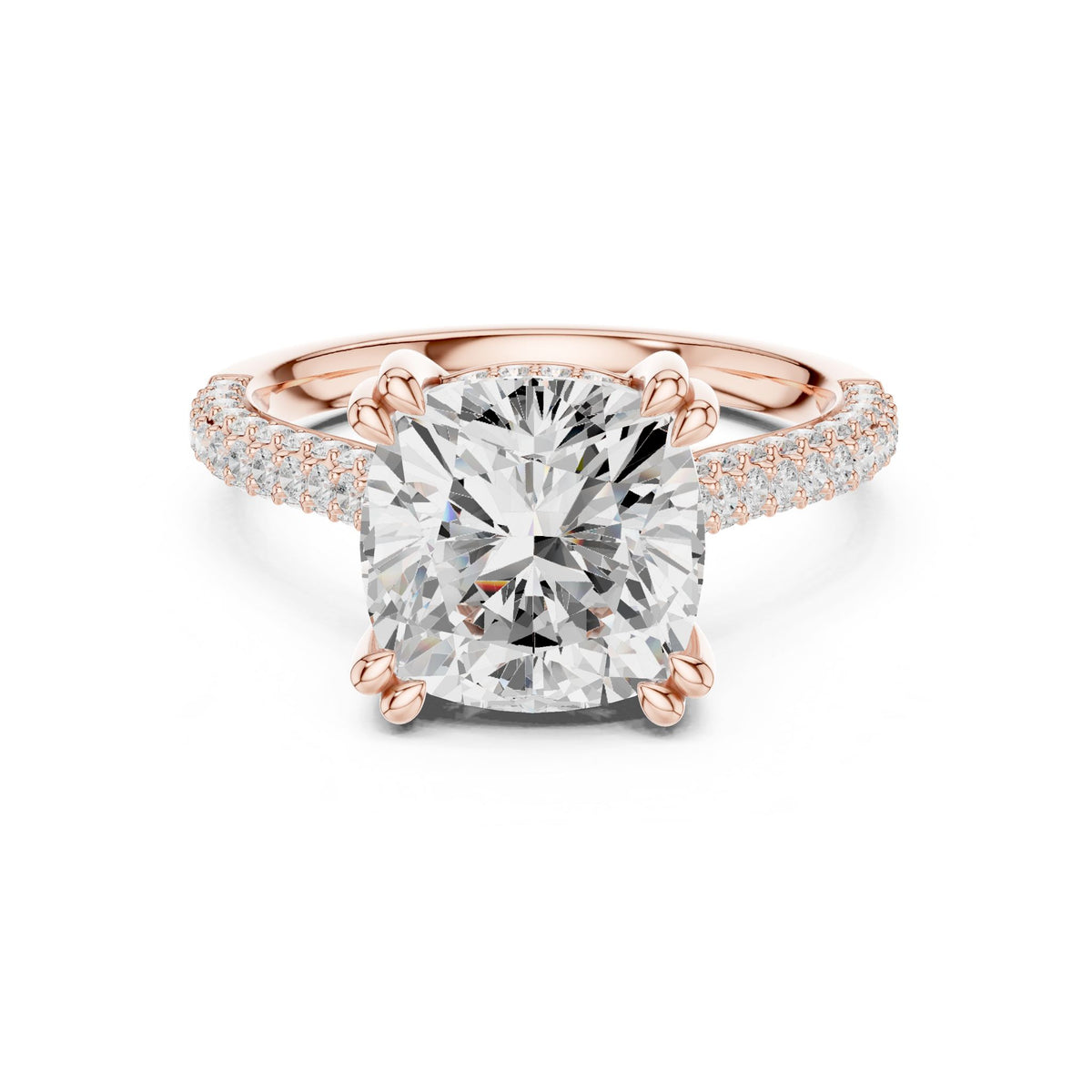 Cushion Accented Lab Grown Diamond Engagement Ring