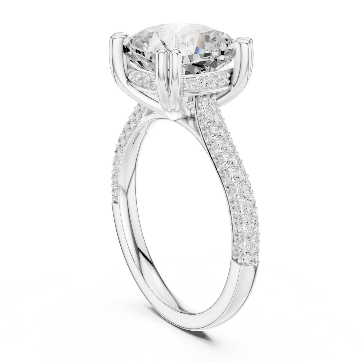 Cushion Accented Lab Grown Diamond Engagement Ring