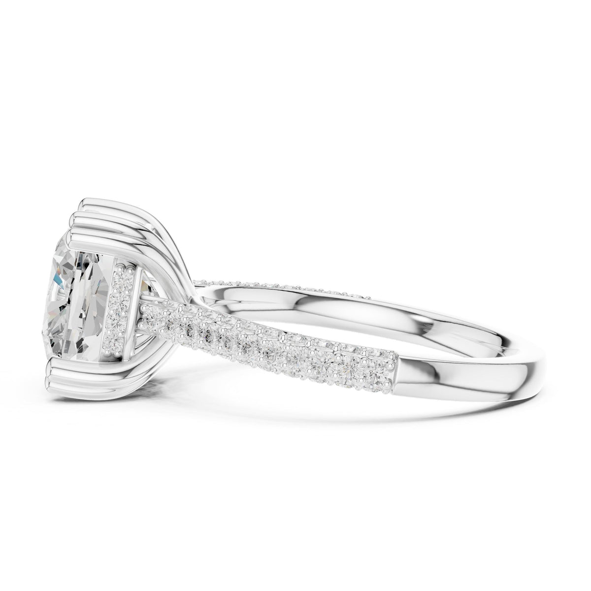 Cushion Accented Lab Grown Diamond Engagement Ring