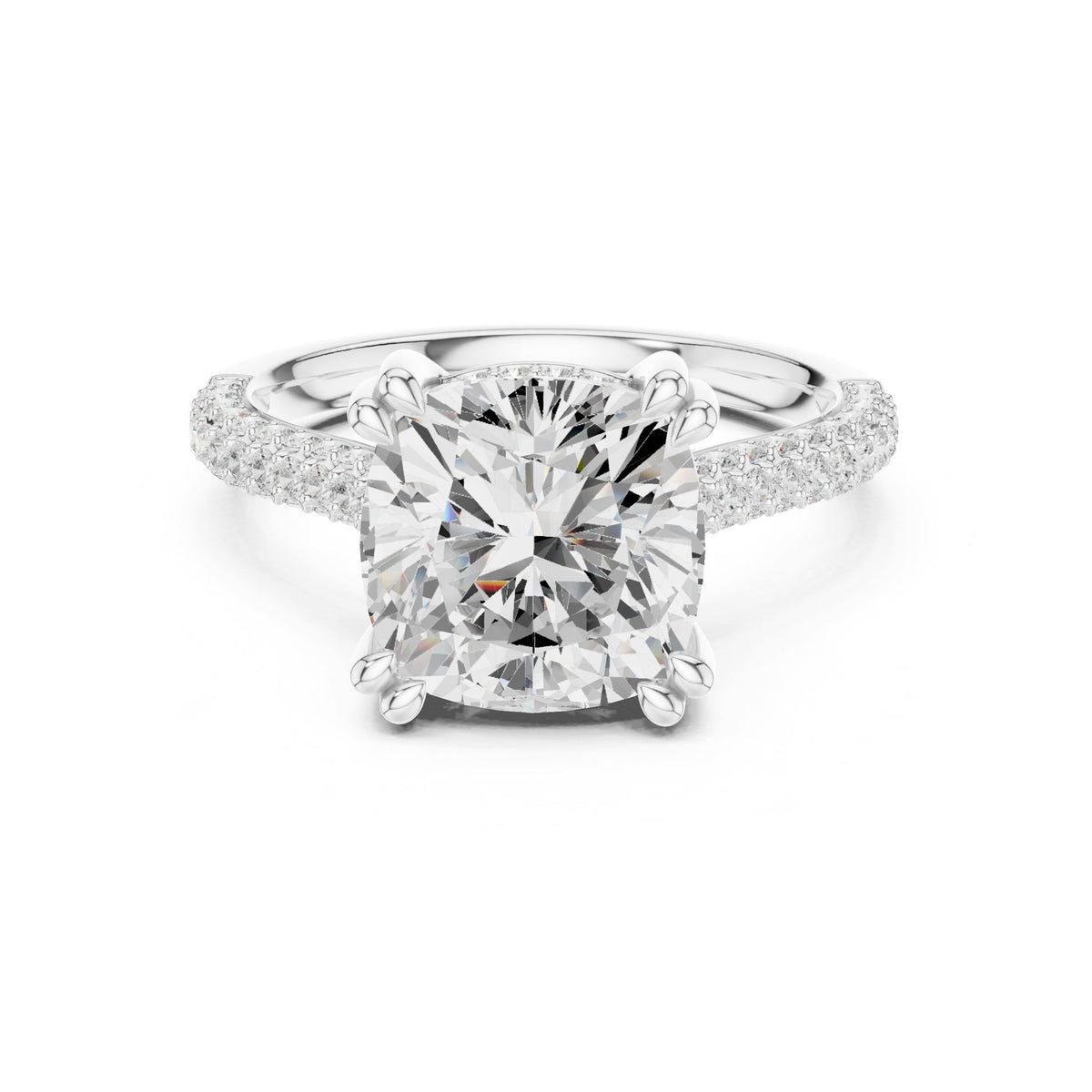 Cushion Accented Lab Grown Diamond Engagement Ring