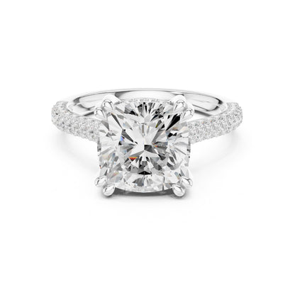 Cushion Accented Lab Grown Diamond Engagement Ring