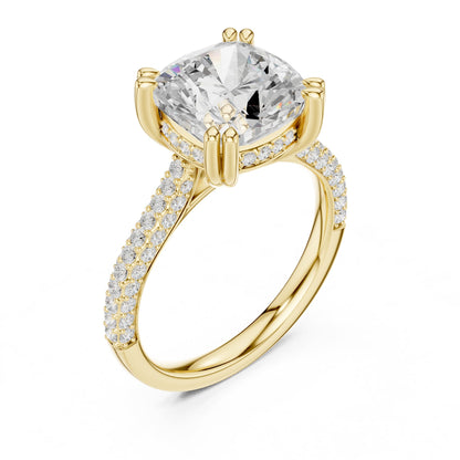Cushion Accented Lab Grown Diamond Engagement Ring