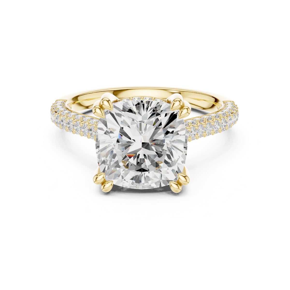 Cushion Accented Lab Grown Diamond Engagement Ring
