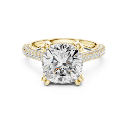 Cushion Accented Lab Grown Diamond Engagement Ring